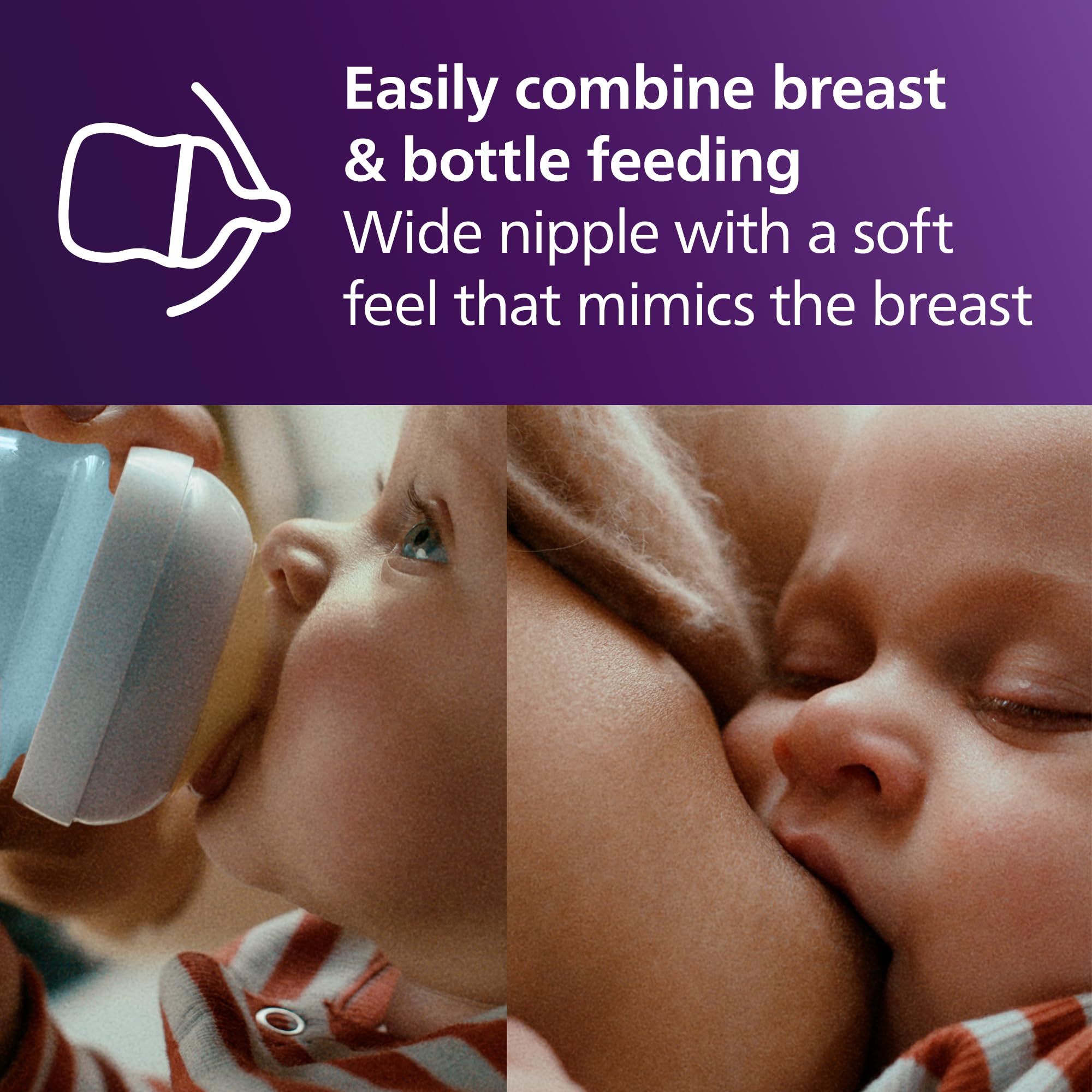 Philips Avent anti-colic valve directs air away from tummy for comfort