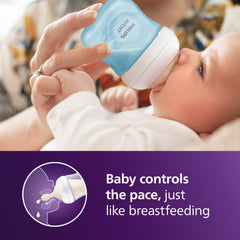 Philips Avent Natural bottle opening and tip shows milk release synced with baby