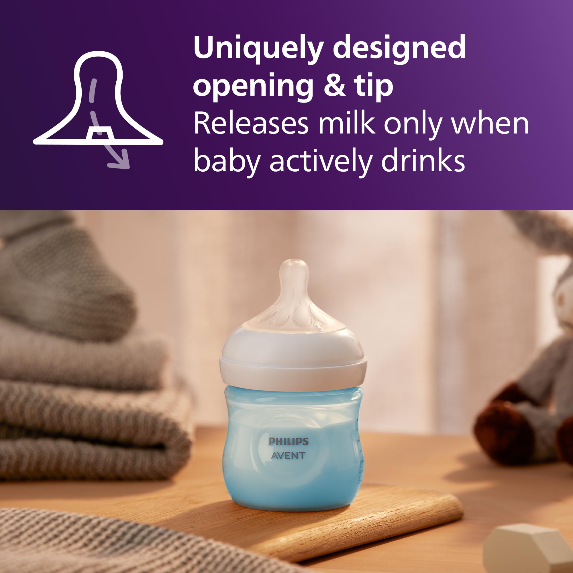 Philips Avent Natural bottle wide nipple mimics breast, easing latch