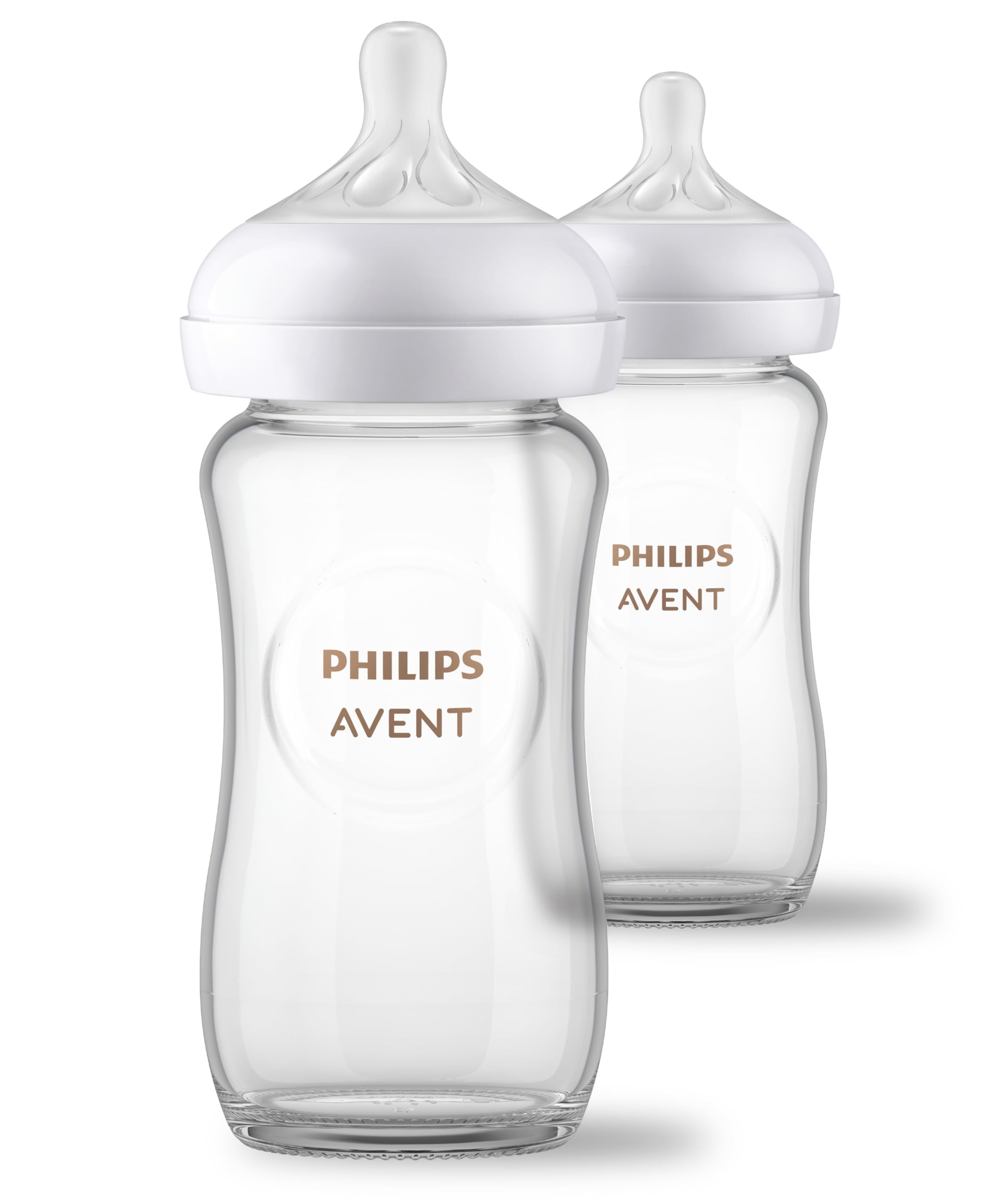 Philips Avent natural glass bottle 8oz supports baby's natural feeding rhythm.