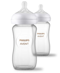 Philips Avent natural glass bottle 8oz supports baby's natural feeding rhythm.