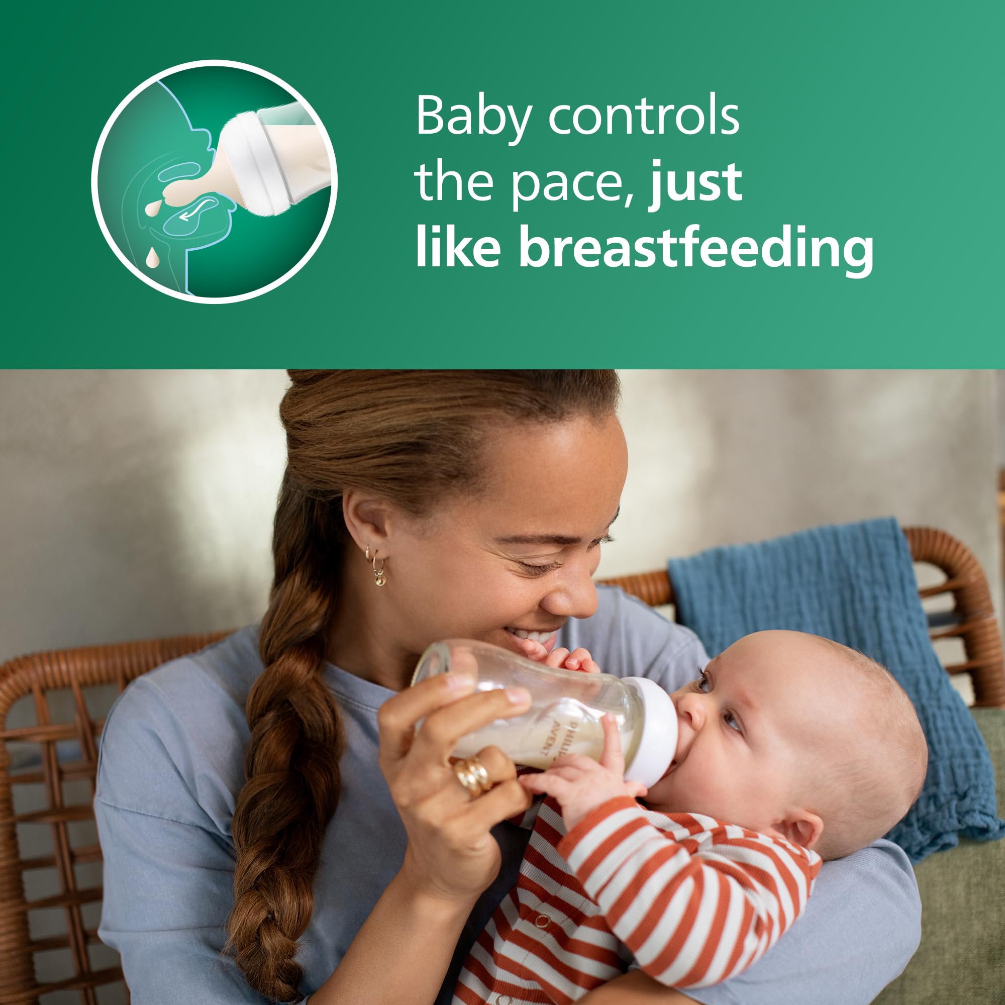 Philips Avent natural response nipple flow3 enabling baby-controlled flow.
