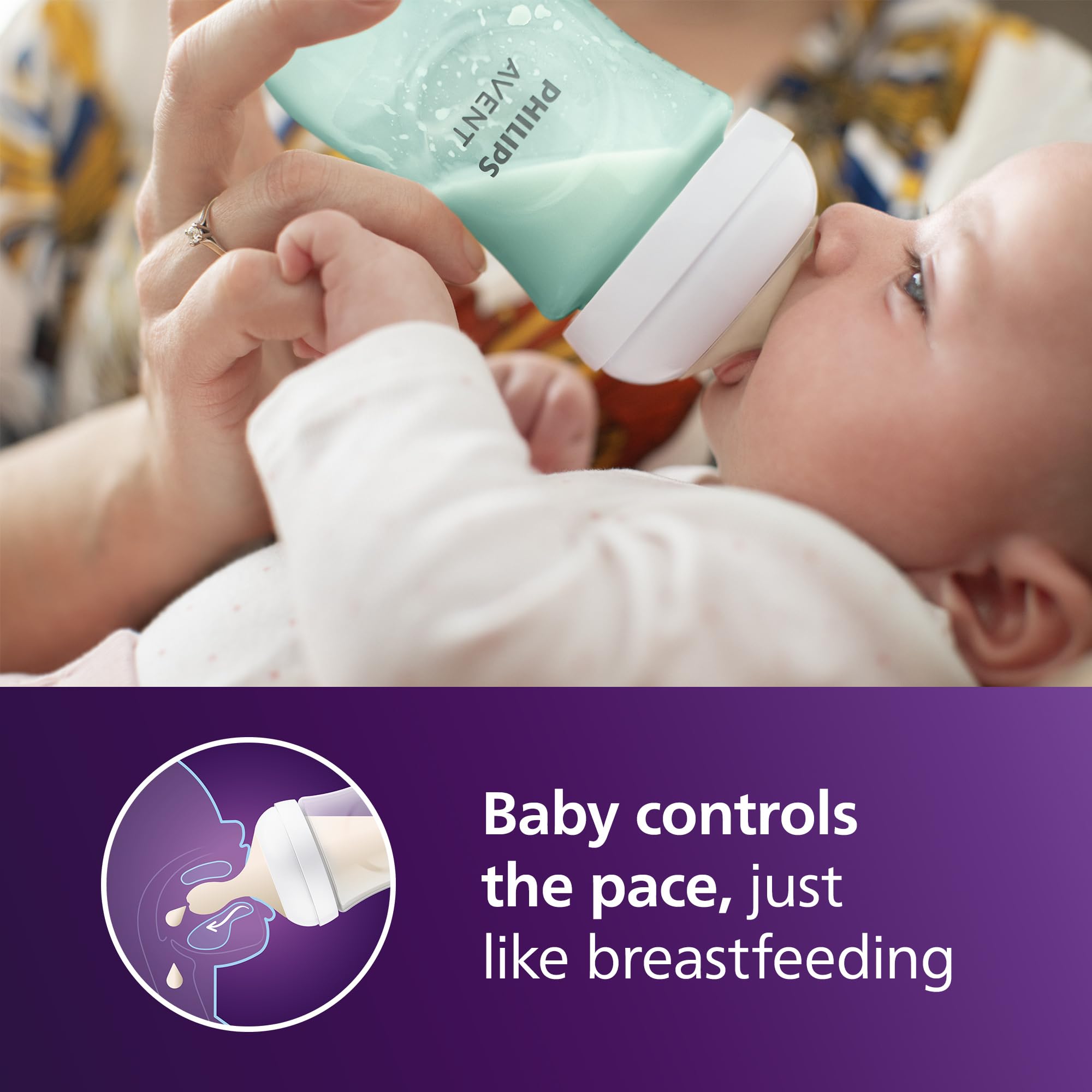 Natural Response nipple opening on Philips Avent bottle controlling flow