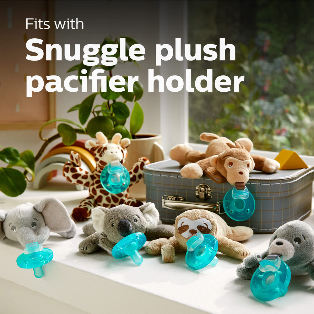 Philips Avent Soothie Heart pacifier compatibility clips demonstrate easy attachment.