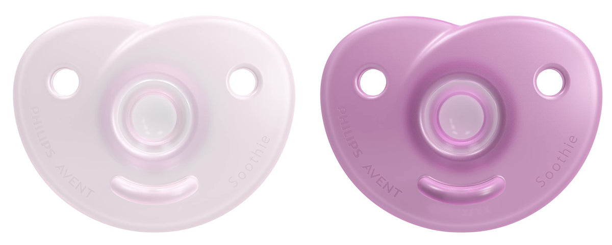 Philips Avent Soothie Heart pacifier front view showing heart-shaped design for soothing babies.