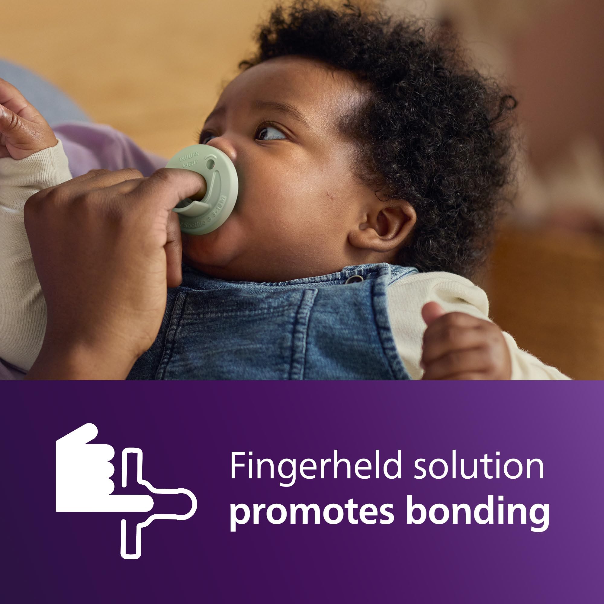 Philips Avent Soothie pacifier finger-held design invites caregiver involvement