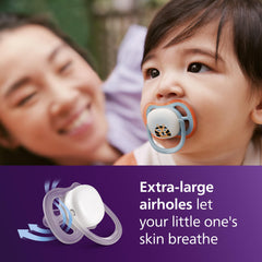 Glow cap on Philips Avent Ultra Air pacifier helps locate at night.