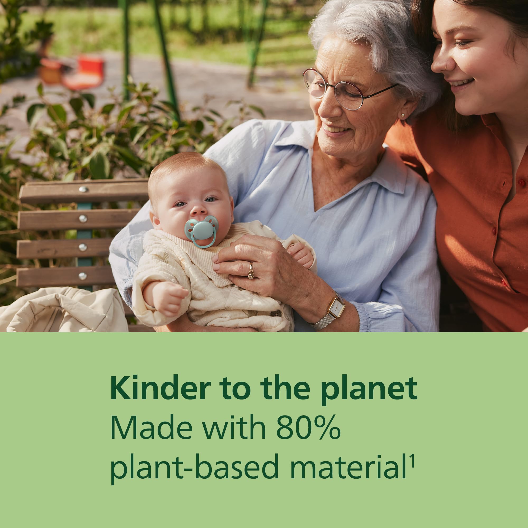 Philips Avent Ultra Soft pacifiers feature 80% plant-based materials for a kinder option.