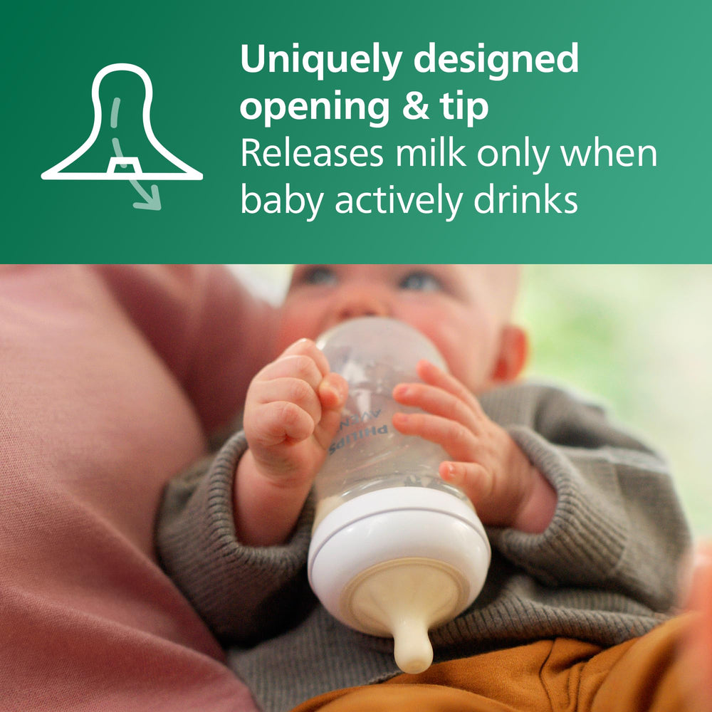 Philips Avent wide-neck bottle for easy filling and cleaning.