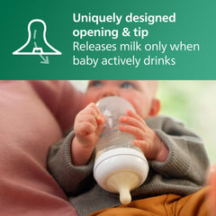 Philips Avent wide-neck bottle for easy filling and cleaning.