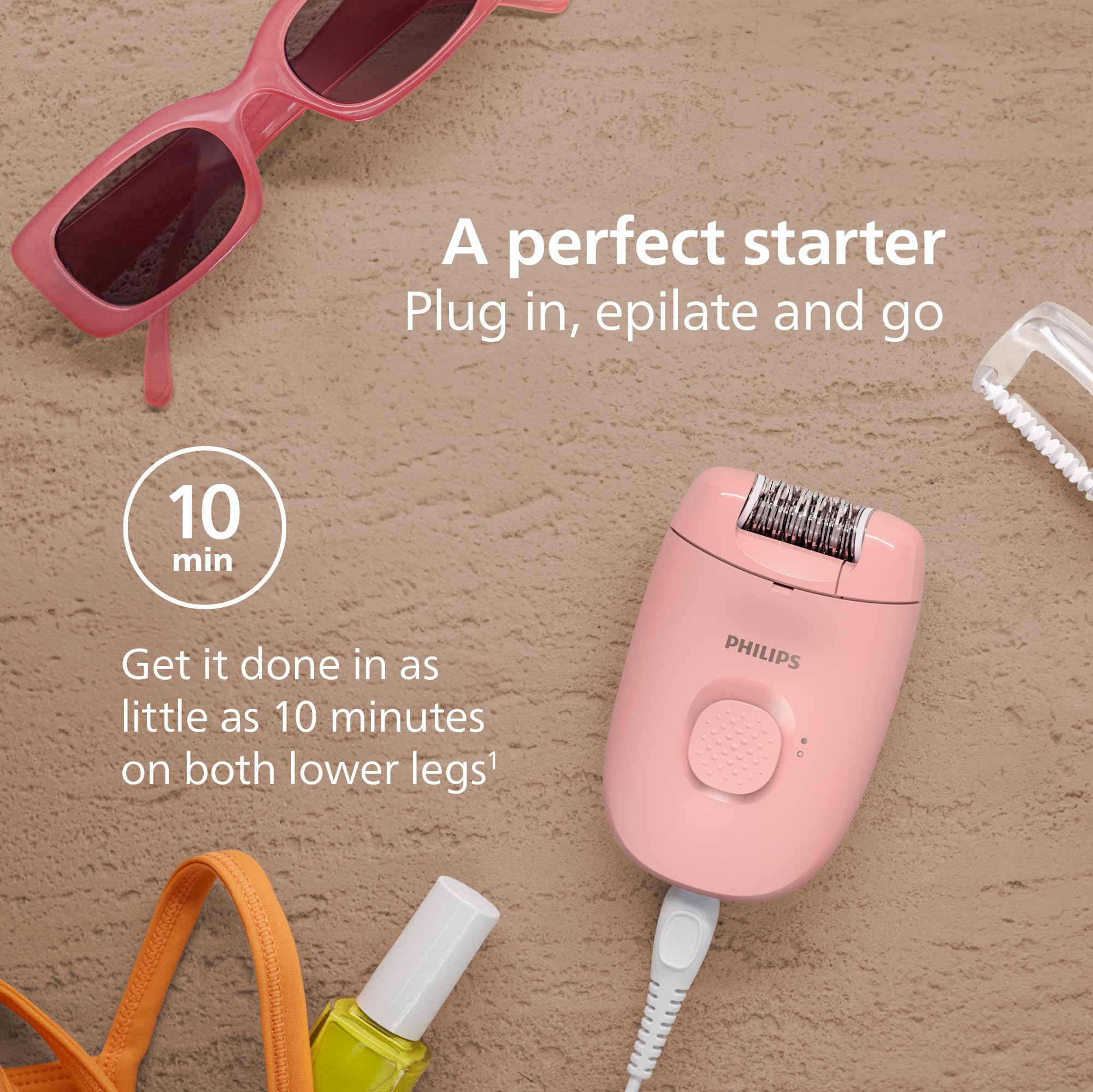Philips Epilator Series 2000 anti-slip handle ensures a secure grip