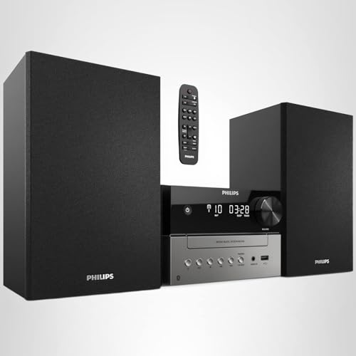 Philips living room setup with compact stereo complements modern decor.