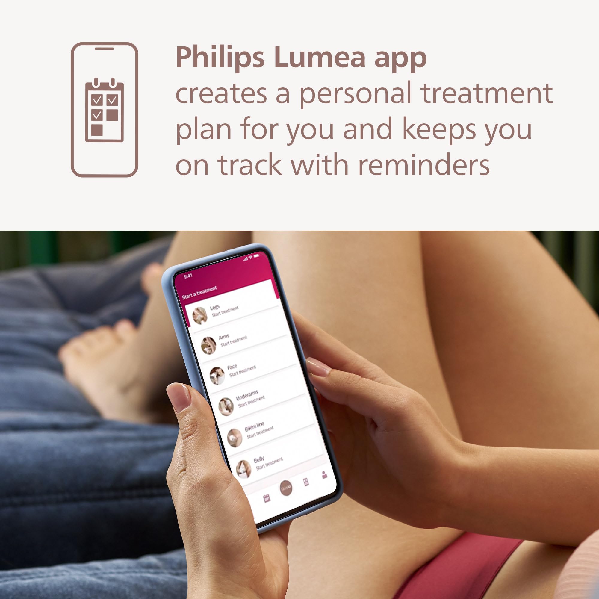 Philips Lumea 9000 regular use promotes long lasting smooth skin