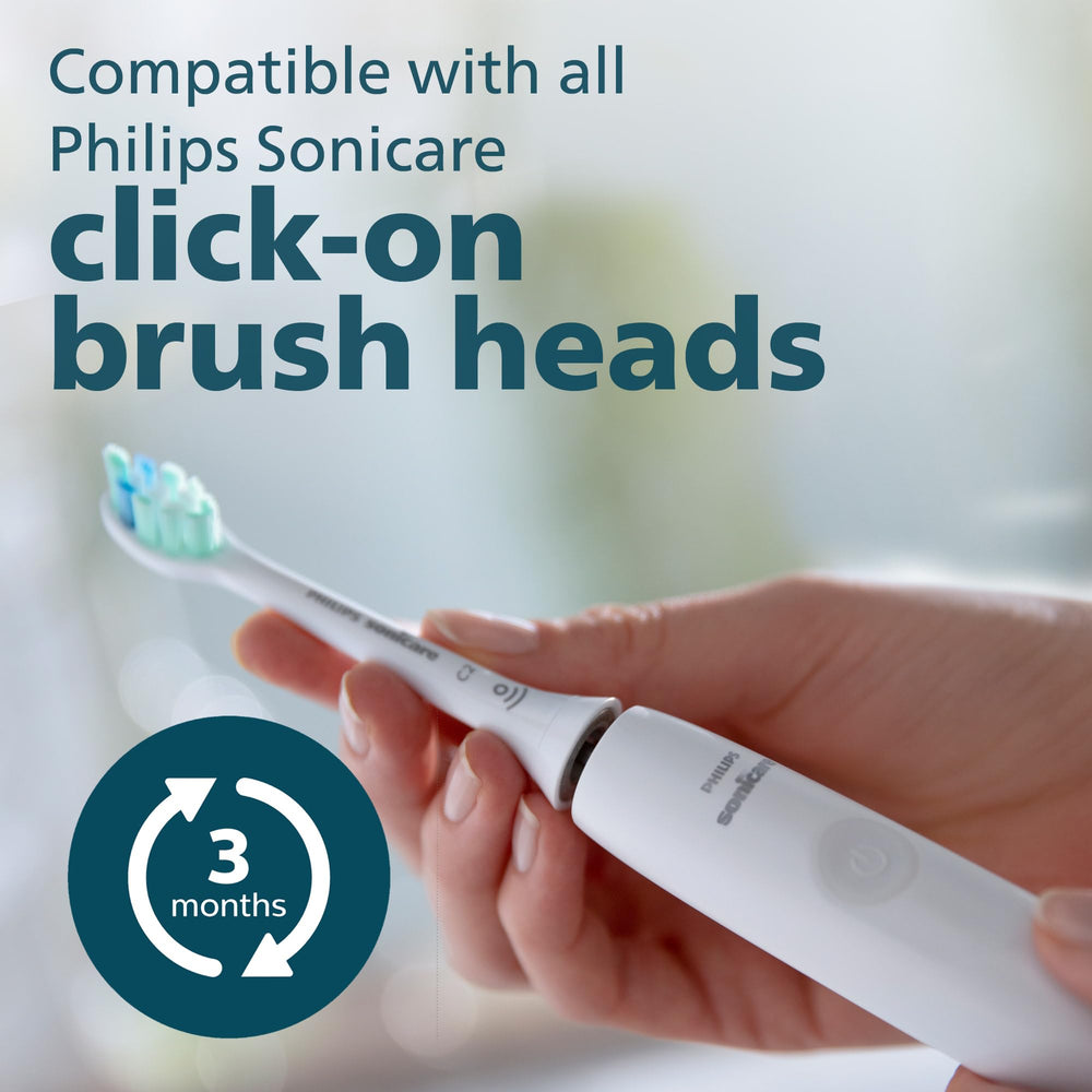 Philips Sonicare 4100 sleek white design adds a modern touch to any bathroom.