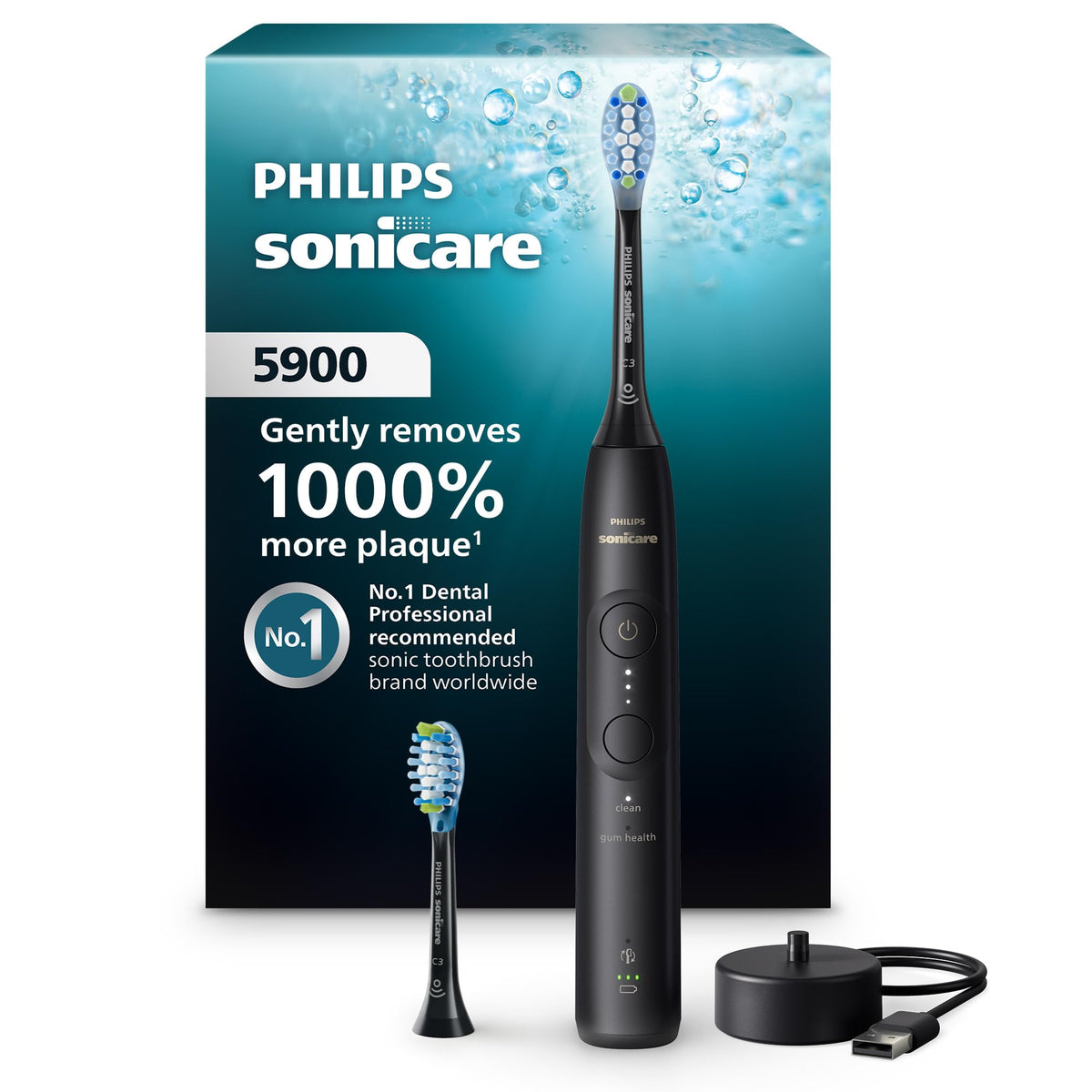 Philips Sonicare 5900 Series toothbrush front view for powerful, gentle daily clean.