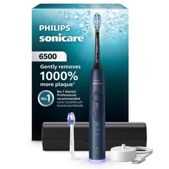 Philips Sonicare 6500 front view, navy handle, for efficient daily cleaning.
