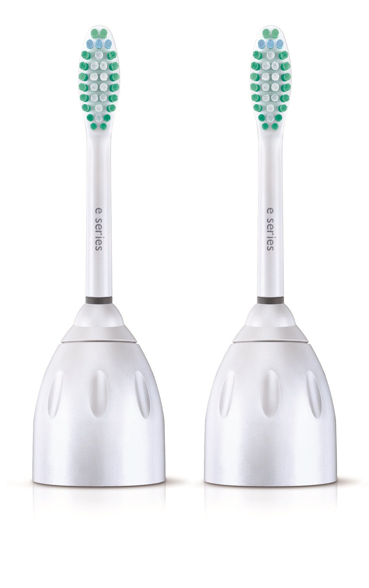 Philips Sonicare e-Series replacement head in white with contoured bristles for better reach.