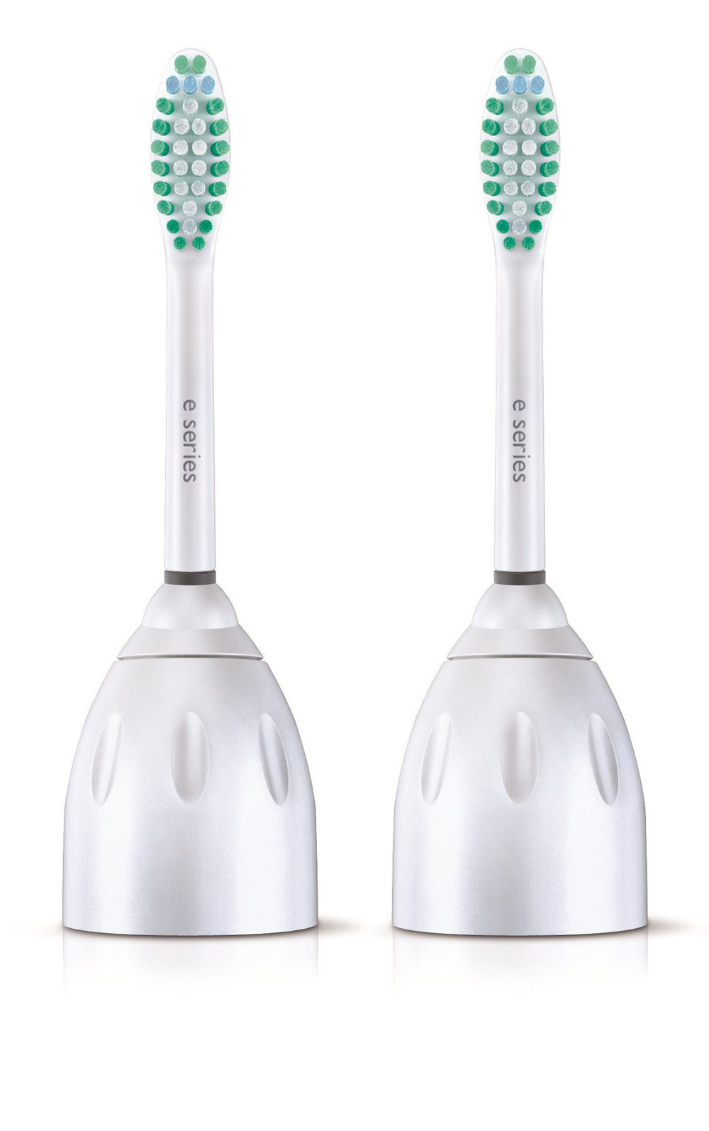 Philips Sonicare e-Series replacement head in white with contoured bristles for better reach.