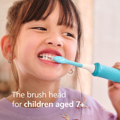 Philips Sonicare for Kids 7+ soft bristles close-up highlighting kid-friendly cleaning