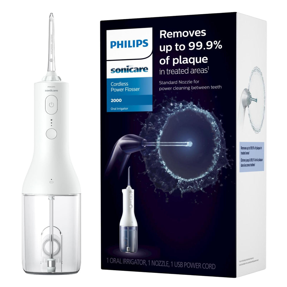 Philips Sonicare Water Flosser compact white unit for daily interdental cleaning.