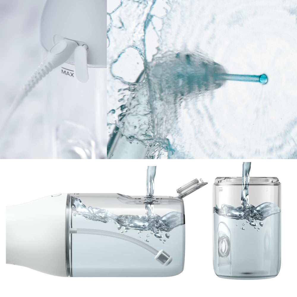 Philips Sonicare Water Flosser 360-degree nozzle targets hard-to-reach areas.