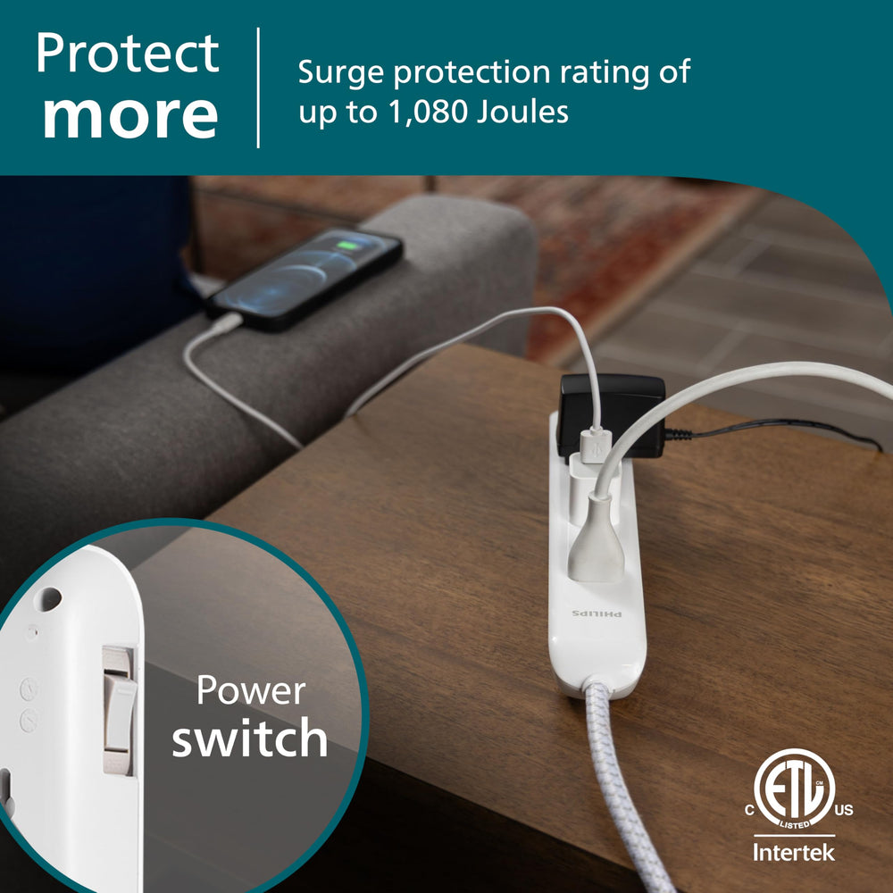 Philips white and gray decorative cable blends with home décor.