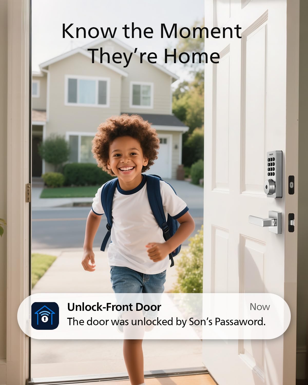Philips Wi‑Fi door lock emergency key backup access.