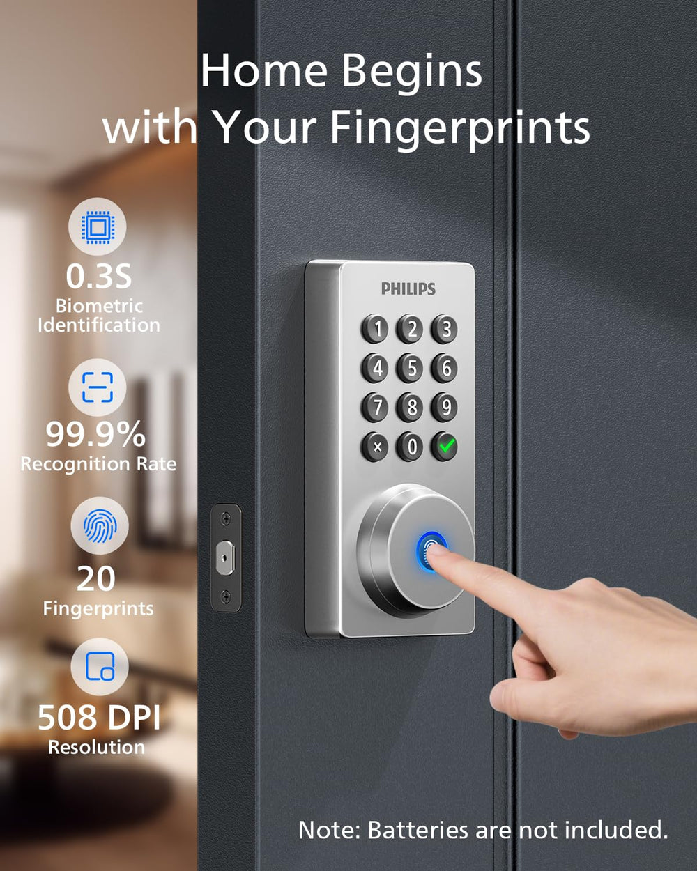 Philips Wi‑Fi door lock remote app control from anywhere.