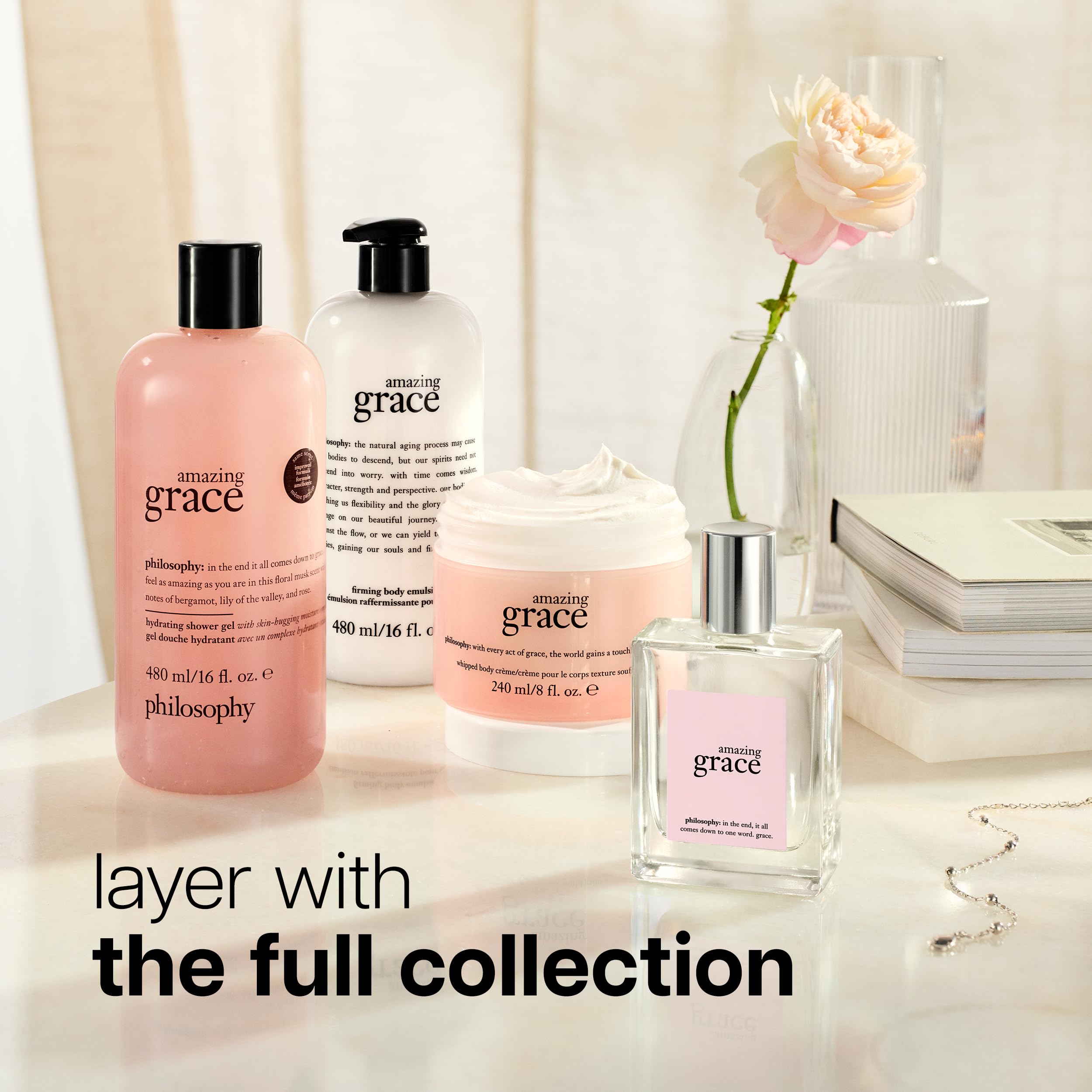 Philosophy Amazing Grace perfume essence emphasizing bergamot and muguet blooms.