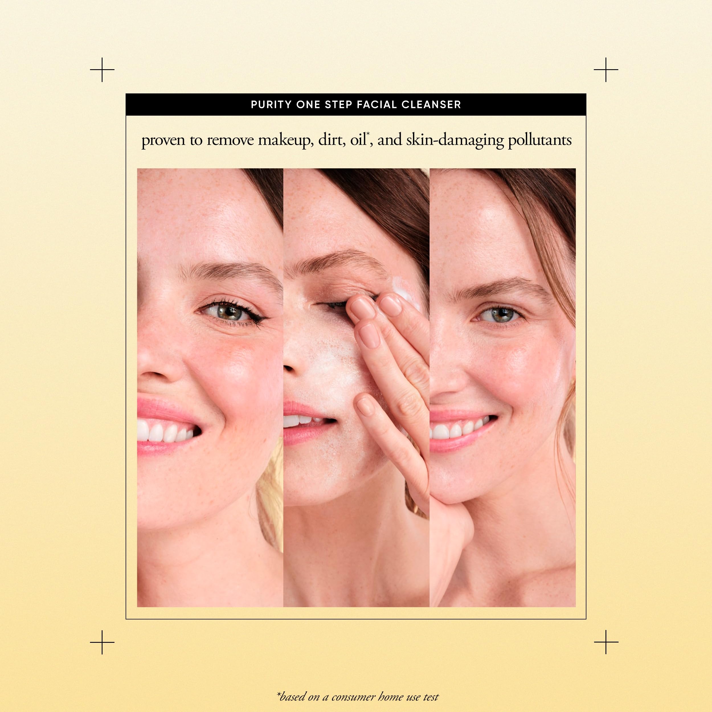 philosophy purity cleanser bottle resting on a mirror for daily routine