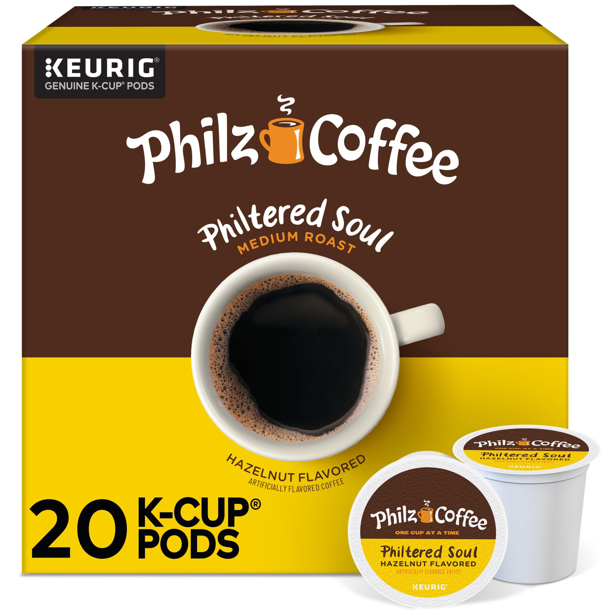 Philz Philtered Soul K-Cup pod ready for Keurig machines with smooth hazelnut aroma.