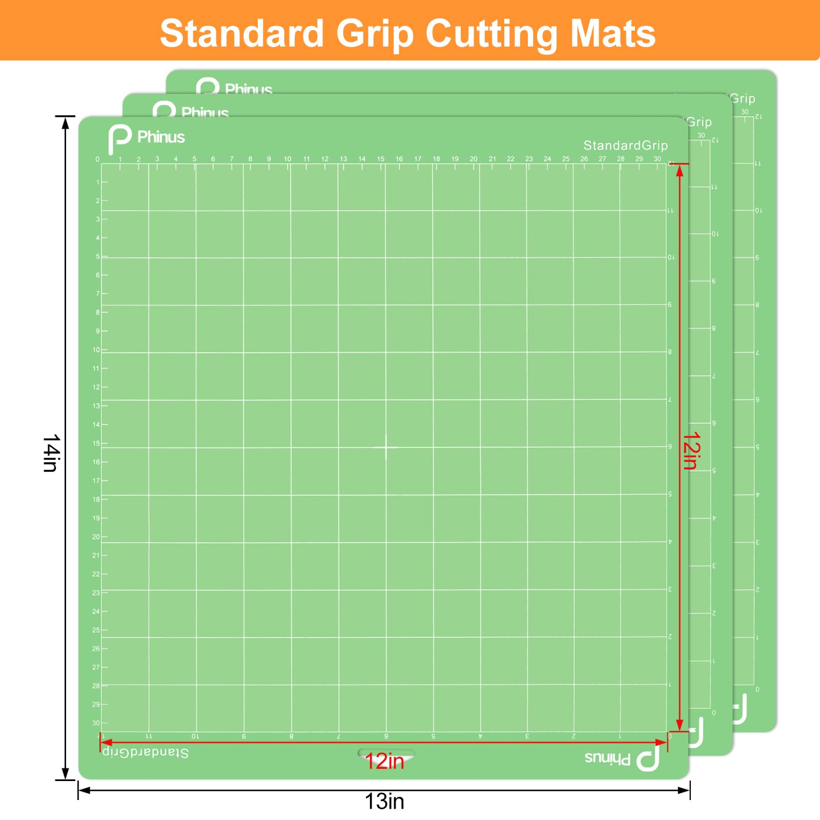 Phinus standard grip mat 12x12 top view highlighting sticky area for secure holding
