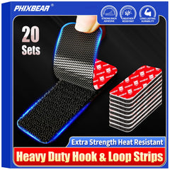 PHIXBEAR adhesive strips close-up showing strong grip for versatile mounting.
