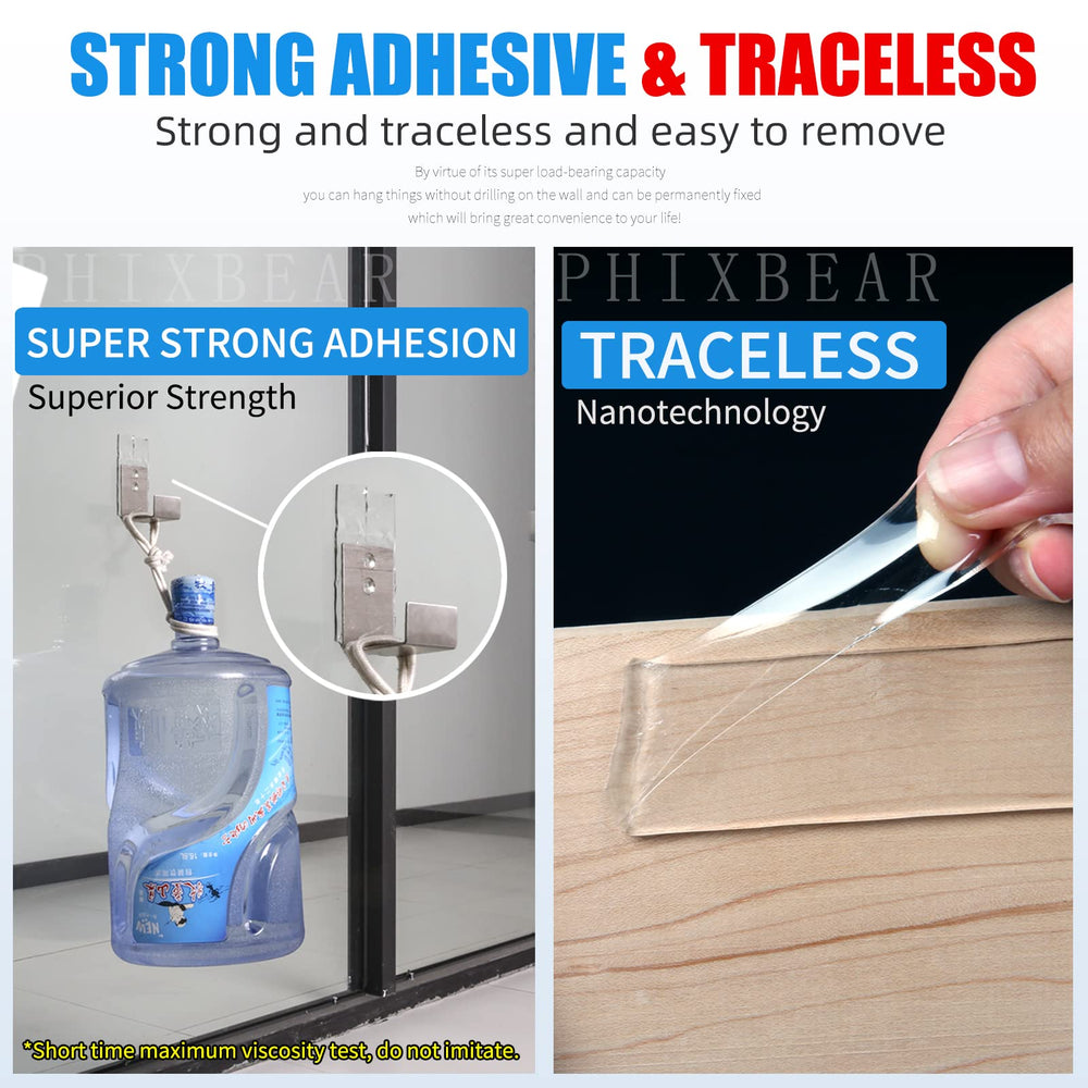 PHIXBEAR tape secures shelves without drilling for quick setups.