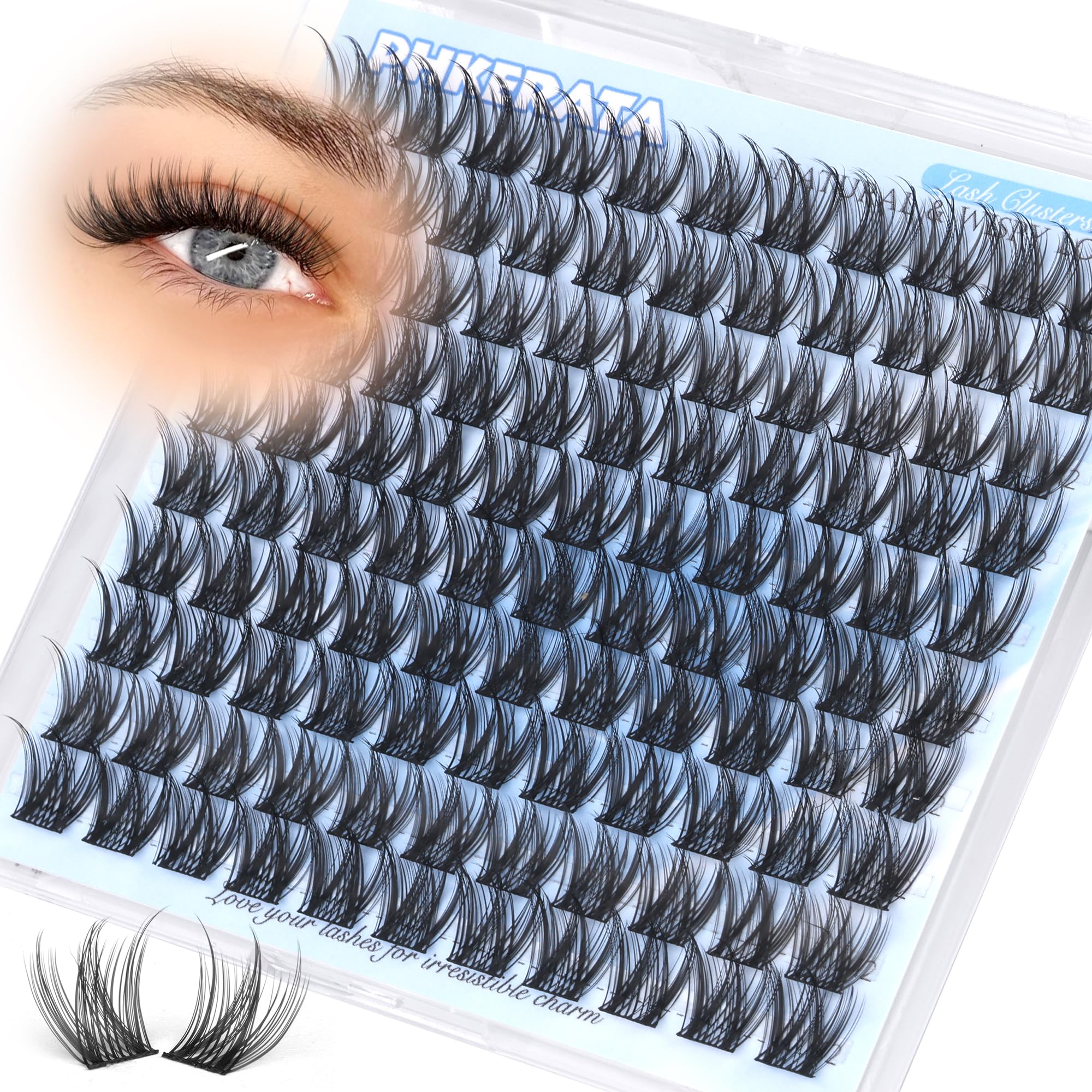 PHKERATA 12mm wispy lash clusters for a natural lift in daily wear