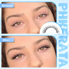 PHKERATA 14mm cluster lashes feature C-curvature for natural eyelid contour.