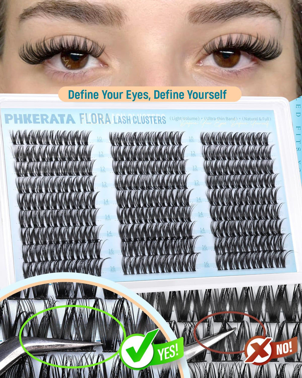 PHKERATA Flora Lash Clusters come in 10-16mm range for versatile styles.
