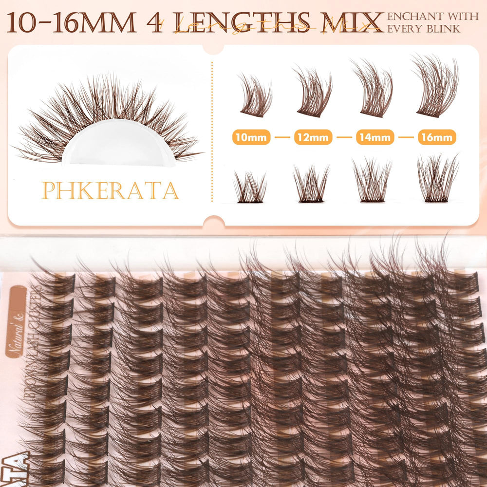 PHKERATA fuller natural lash line with wispy brown clusters