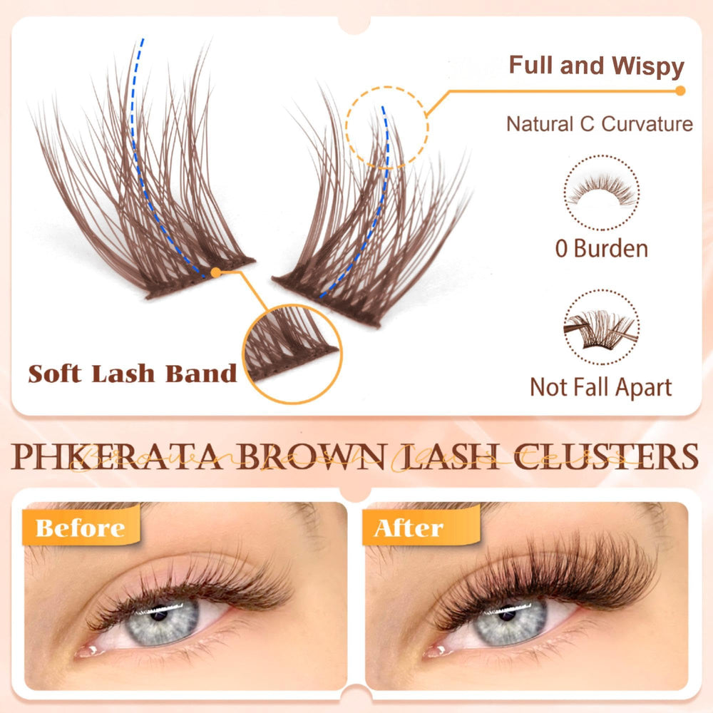 PHKERATA soft feathery brown clusters add light volume