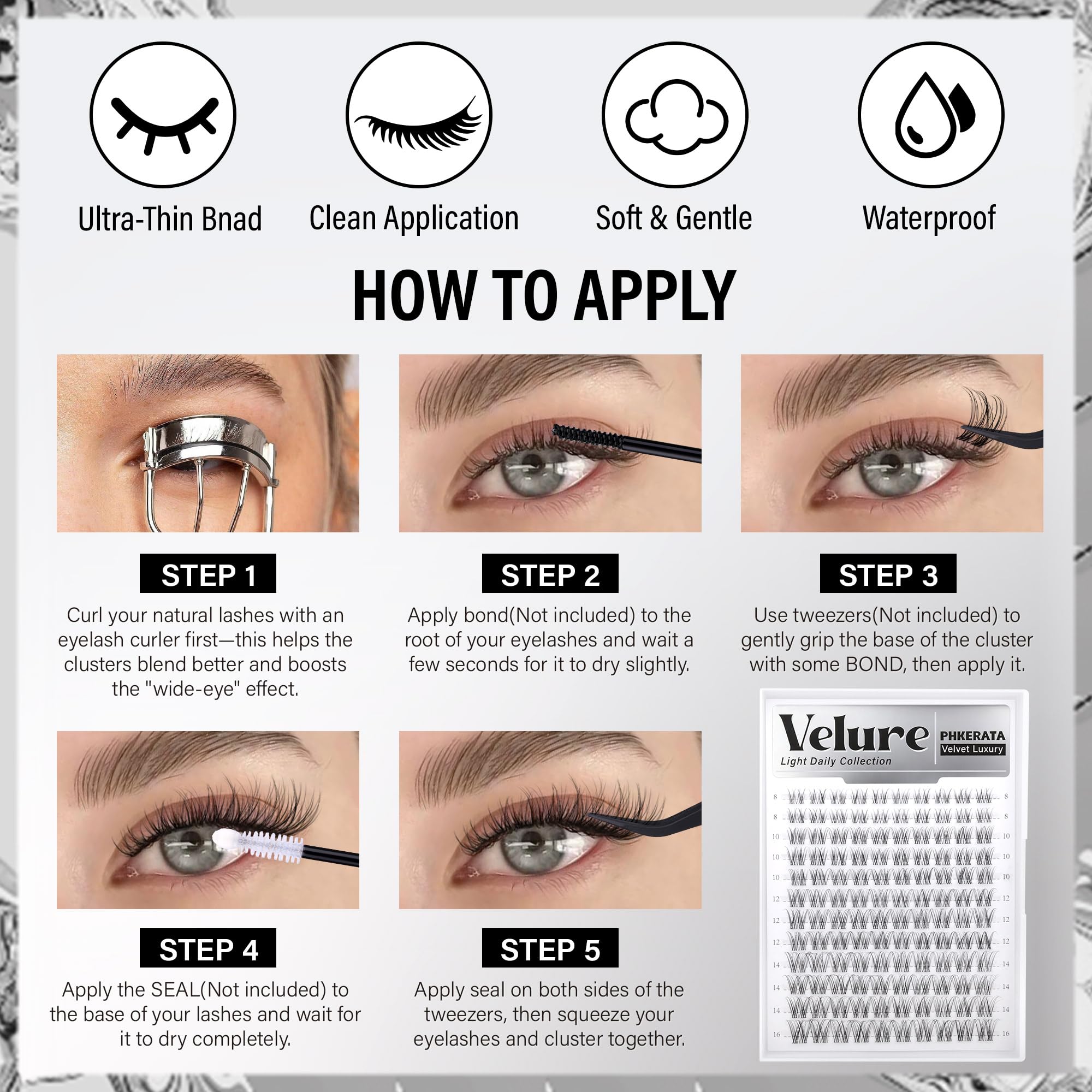 PHKERATA soft fibers mimic real lashes with smooth, comfortable wear.