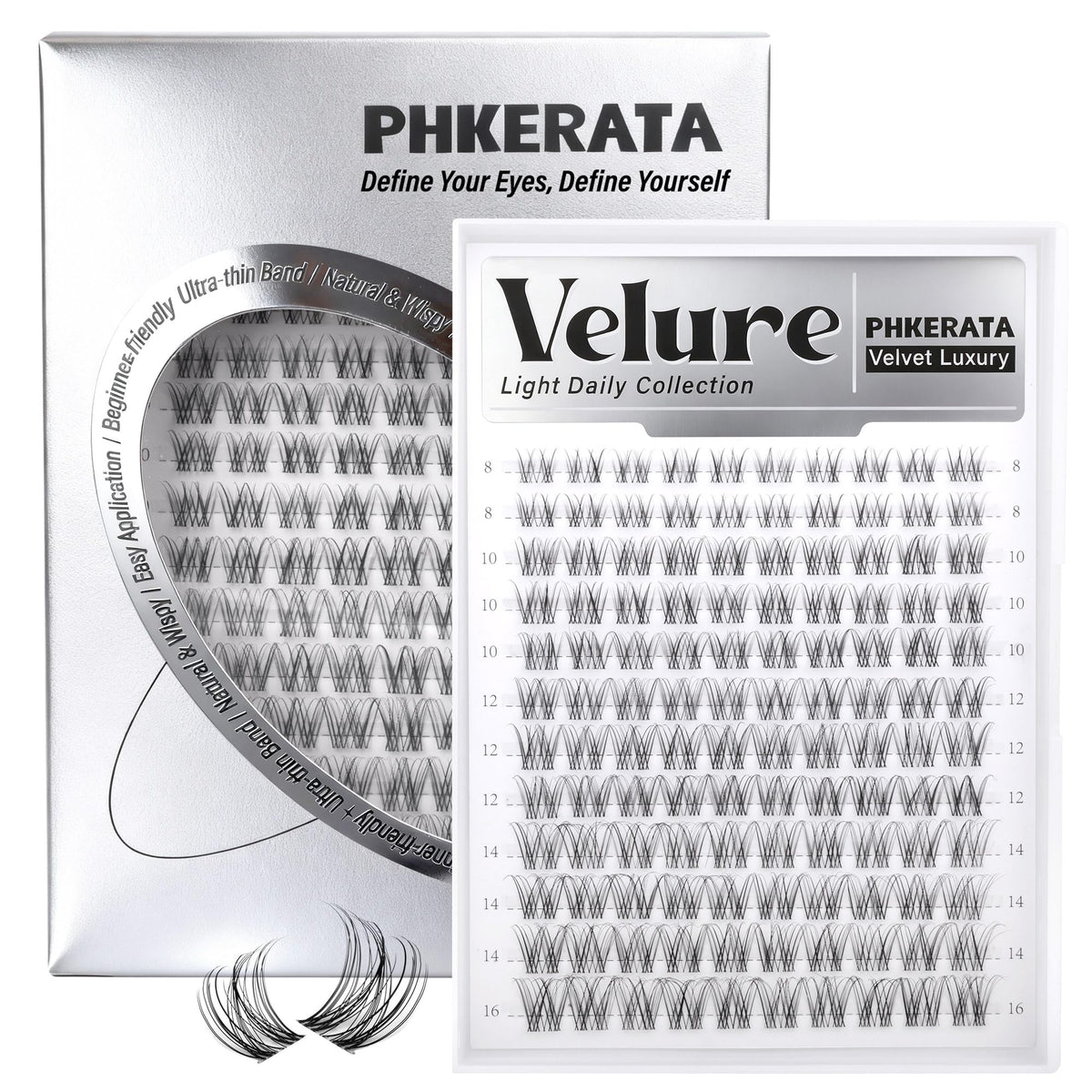 PHKERATA Velure lash clusters provide a natural blend for a seamless daily look.
