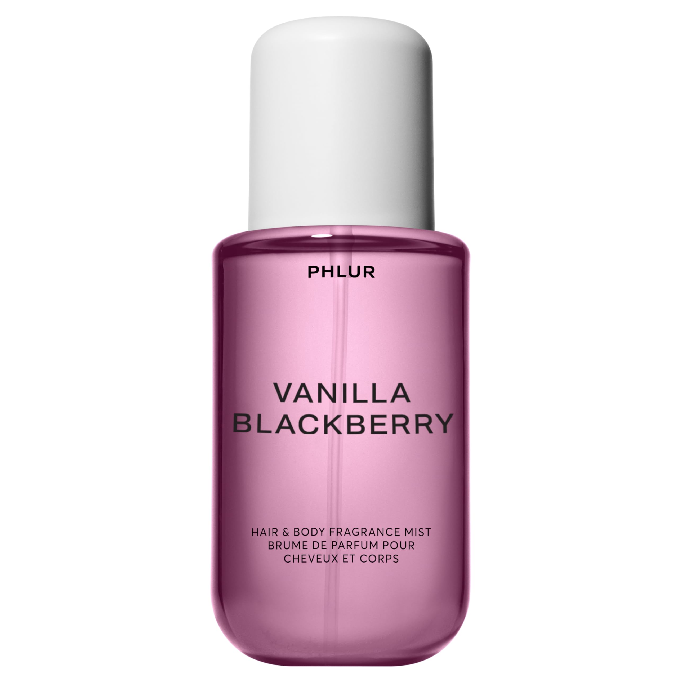 PHLUR Vanilla Blackberry Body Mist bottle with fruity vanilla scent for everyday wear.