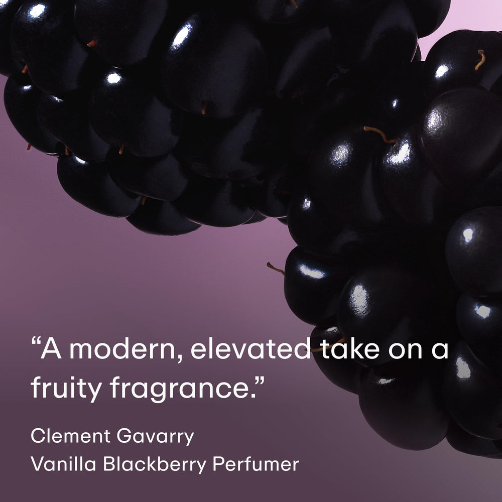 PHLUR Vanilla Blackberry Body Mist label closeup shows premium packaging.
