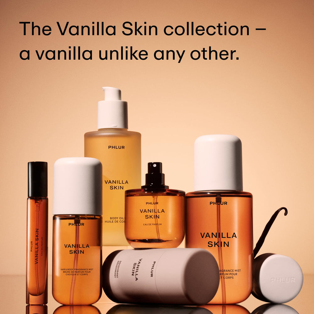 PHLUR Vanilla Skin Body Oil spa scene conveys indulgent self-care ritual