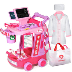 Phobby Doctor Kit pink cart with sturdy wheels enables engaging pretend play