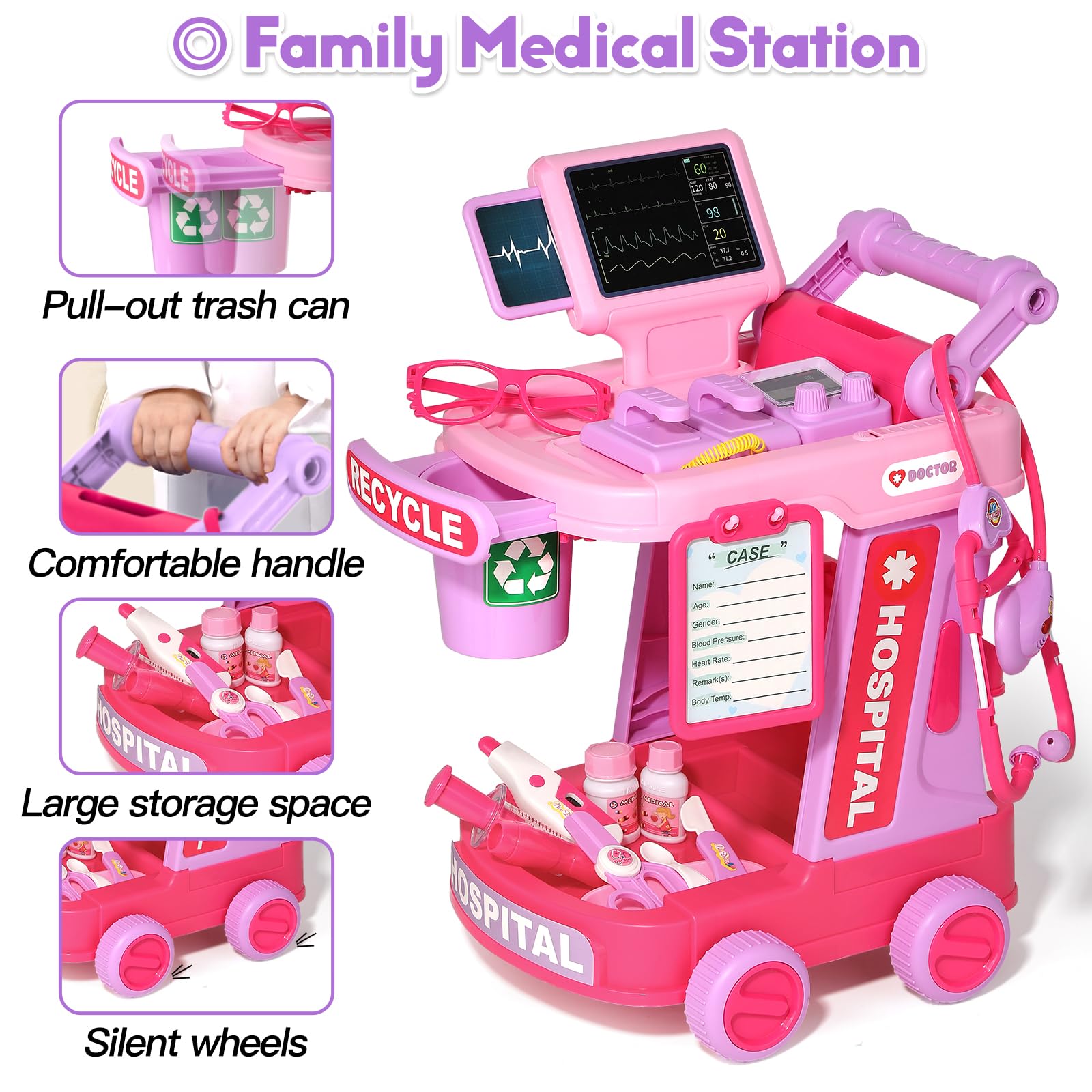Phobby Doctor Kit pink stethoscope for realistic practice during play
