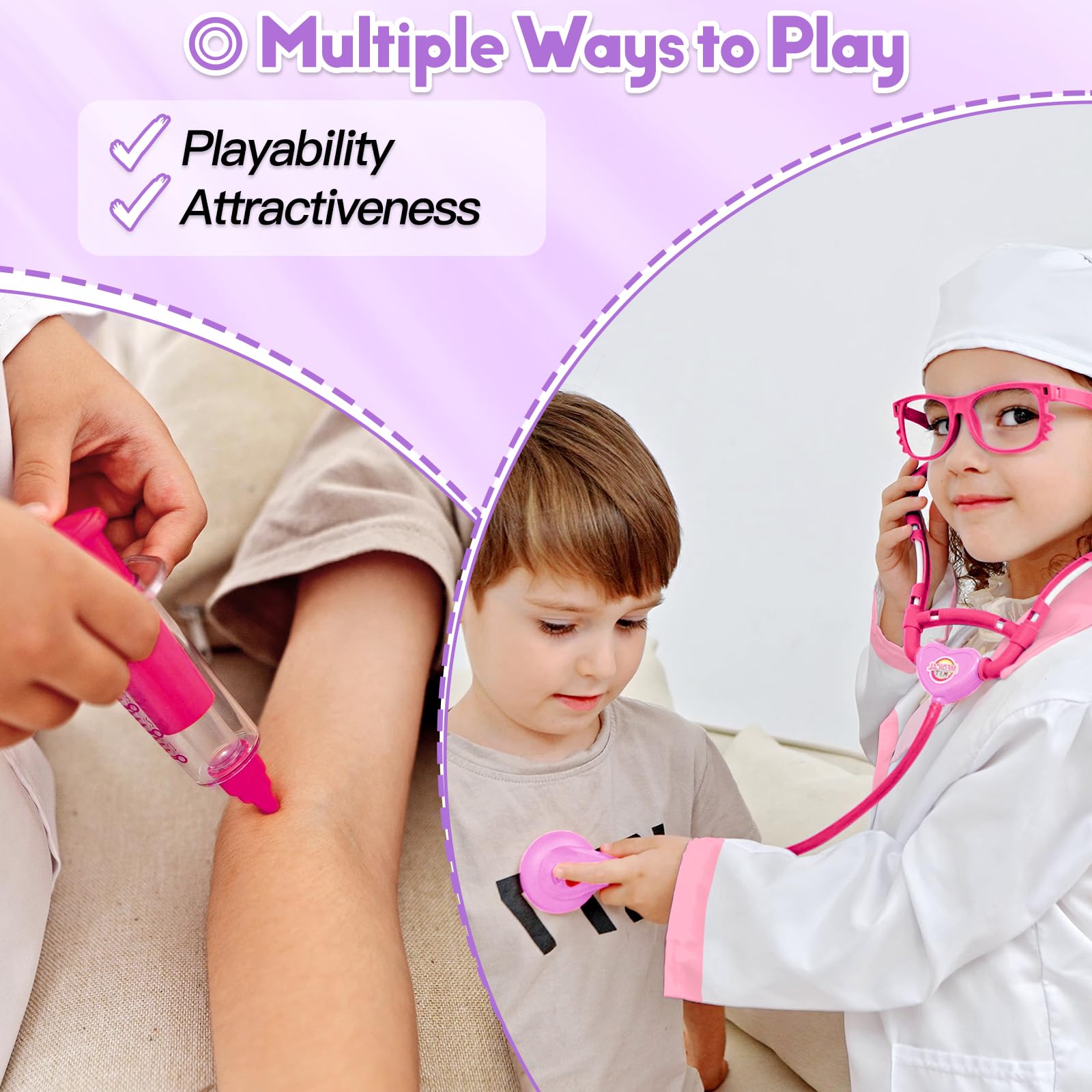 Phobby Doctor Kit pink thermometer supports early hygiene learning