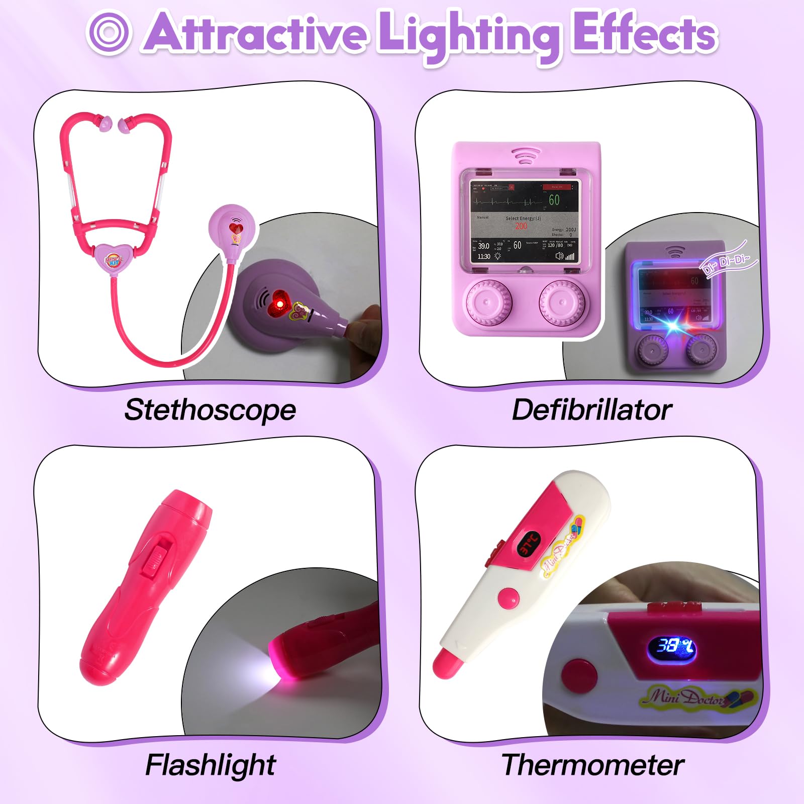 Phobby Doctor Kit pink tools set fosters imaginative medical role play