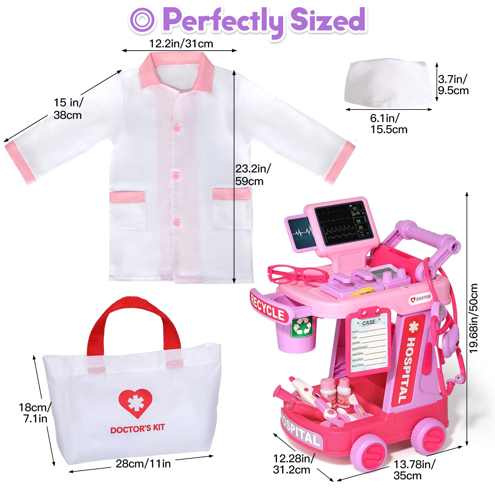 Phobby Doctor Kit pink wheels provide smooth movement during play