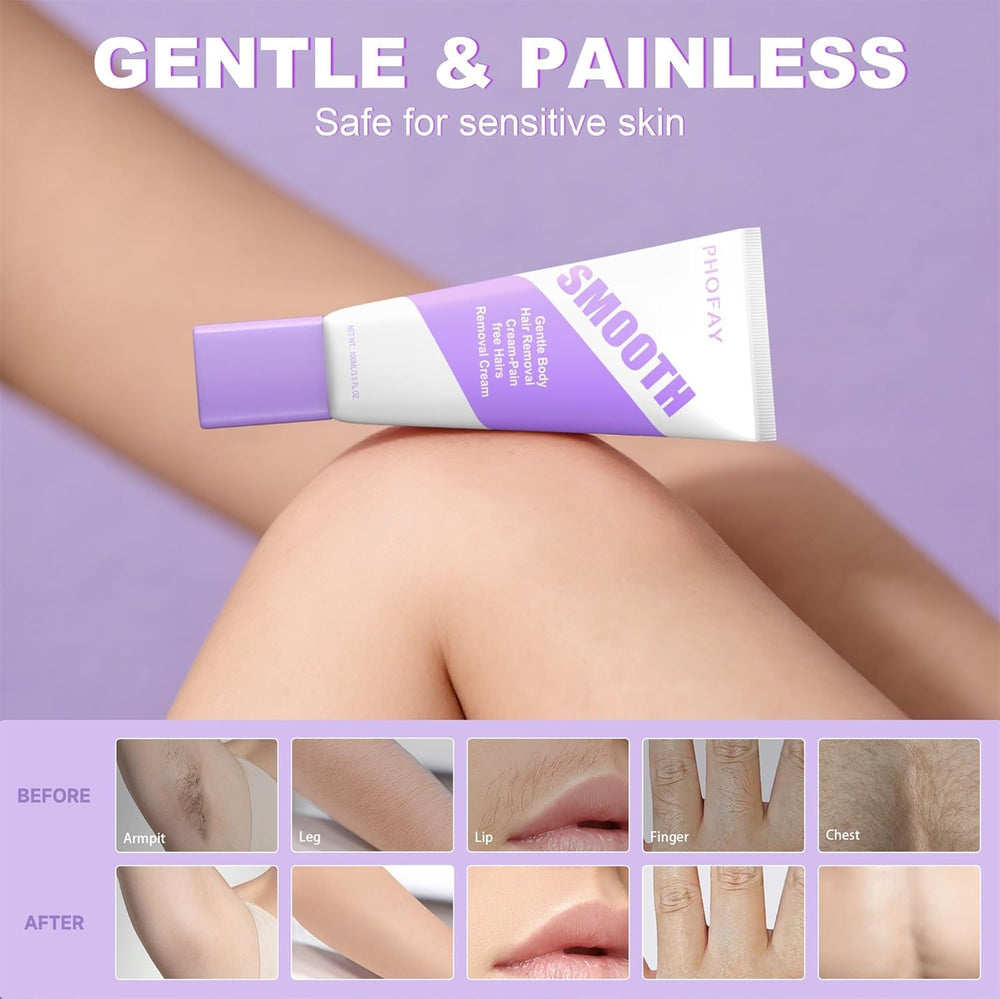 PHOFAY application-arm image demonstrates safe, effective depilation for arms and legs